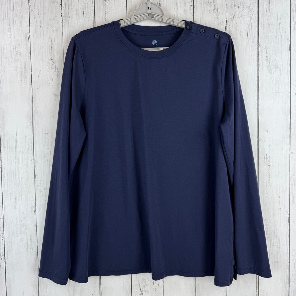 Renwick Sport Navy Pima Cotton Button Shoulder Long Sleeve Shirt Golf Size XL